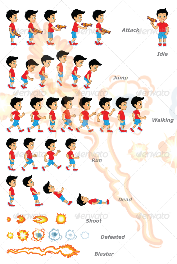 Game Assets Character Sprite Sheet by svetasuk | GraphicRiver